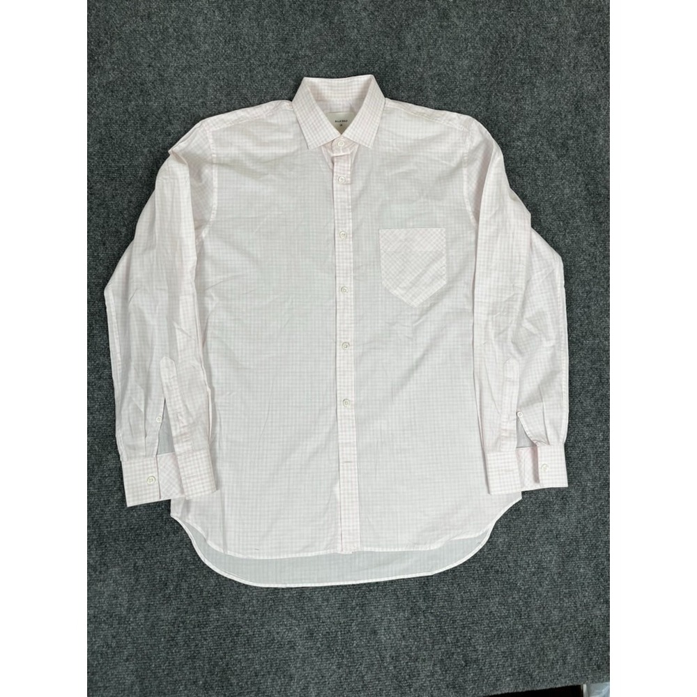 Billy Reid Shirt Button Up Mens White Pink Long Sleeve 100% Cotton Size 16